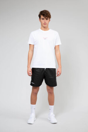 Legerou classic black short pants with white emboarded Logo elasticized waistband. two-pocket styling