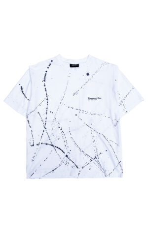 White short Sleeve Oversized T-shirt with Black Drizzle painting.
