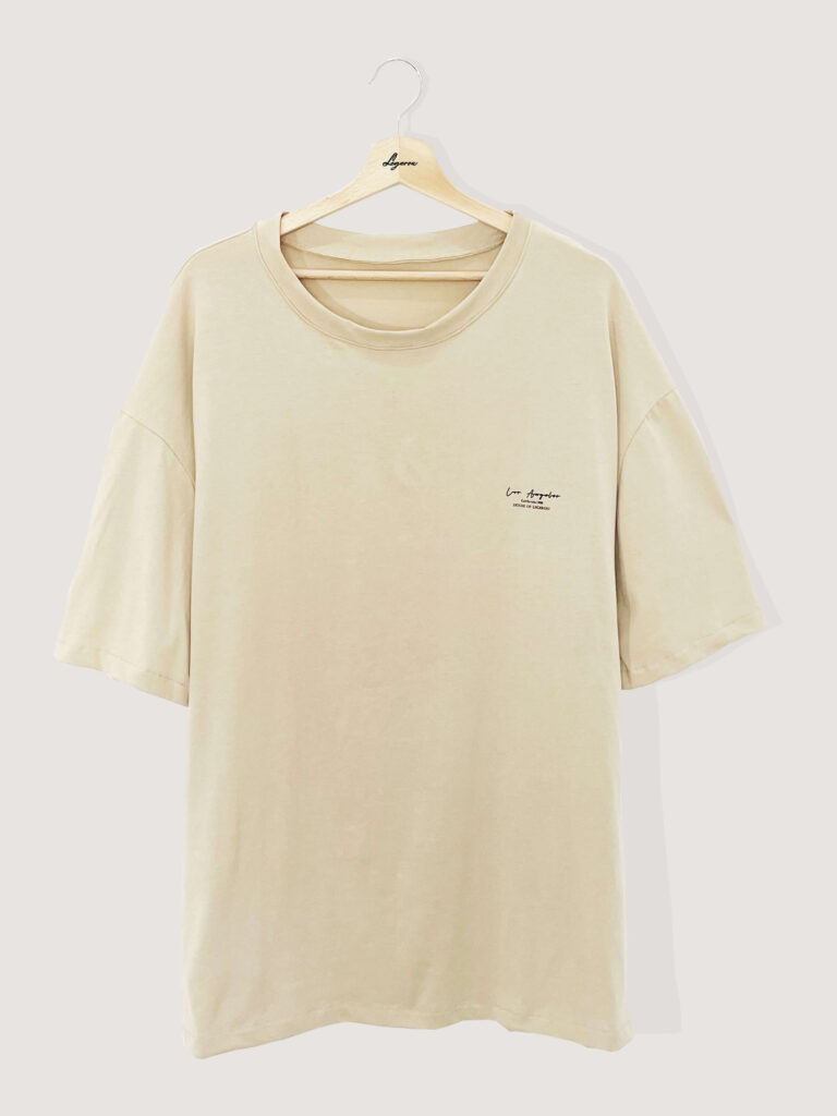 Beige short Sleeve Oversized T-shirt.